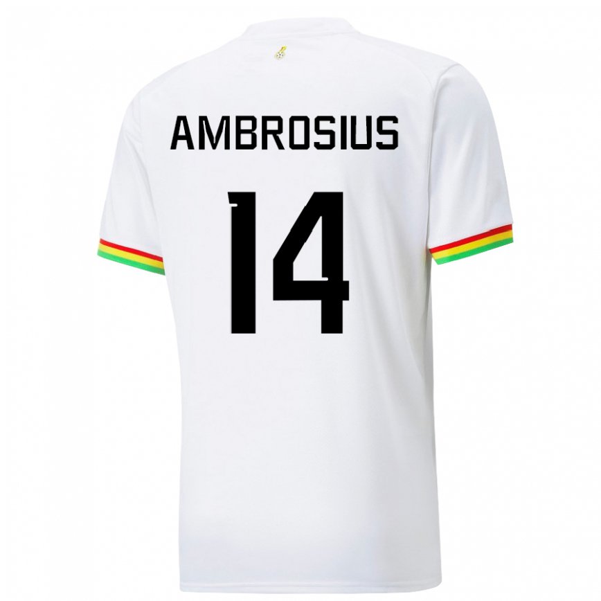 Mujer Camiseta Ghana Stephan Ambrosius #14 Blanco 1ª Equipación 22-24 México