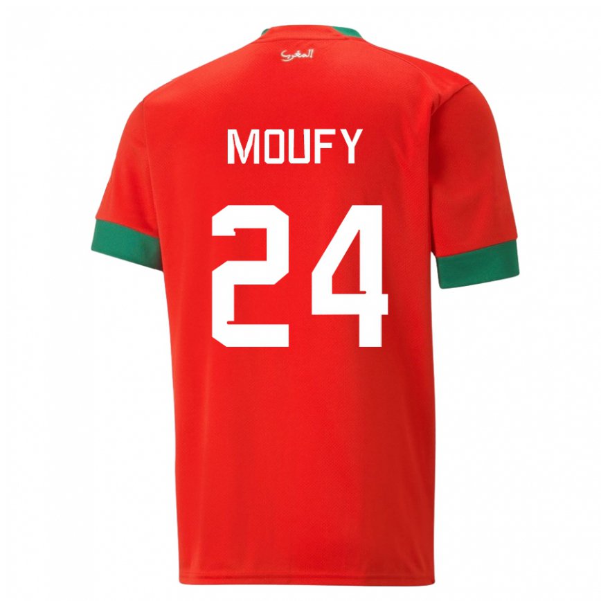 Mujer Camiseta Marruecos Fahd Moufy #24 Rojo 1ª Equipación 22-24 México