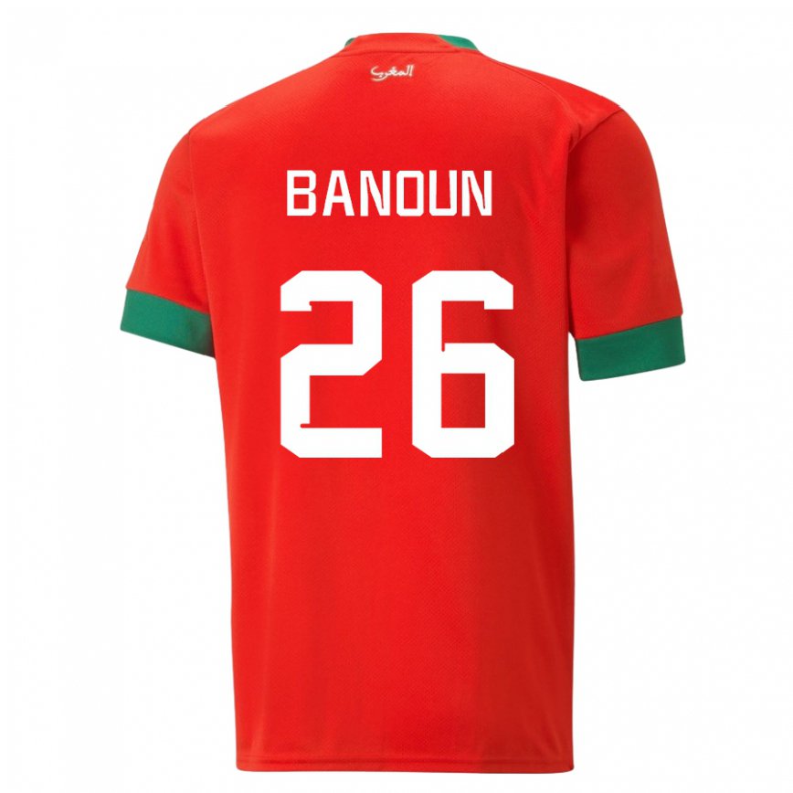Mujer Camiseta Marruecos Badr Banoun #26 Rojo 1ª Equipación 22-24 México