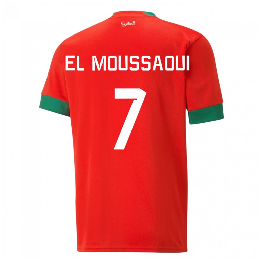 Mujer Camiseta Marruecos Hamza El Moussaoui #7 Rojo 1ª Equipación 22-24 México