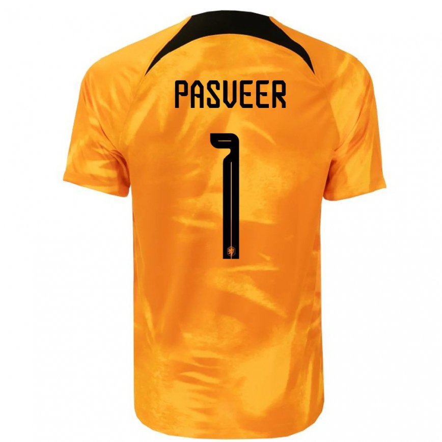 Mujer Camiseta Países Bajos Remko Pasveer #1 Naranja Láser 1ª Equipación 22-24 México