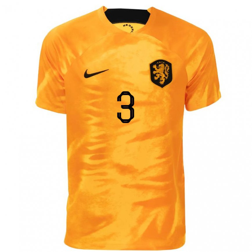Mujer Camiseta Países Bajos Matthijs De Ligt #3 Naranja Láser 1ª Equipación 22-24 México