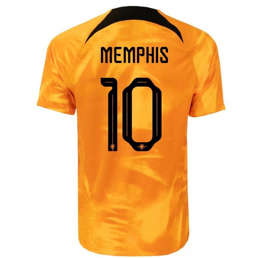 Mujer Camiseta Países Bajos Memphis Depay #10 Naranja Láser 1ª Equipación 22-24 México