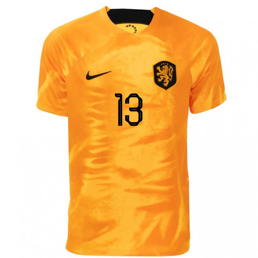 Mujer Camiseta Países Bajos Jasper Cillessen #13 Naranja Láser 1ª Equipación 22-24 México