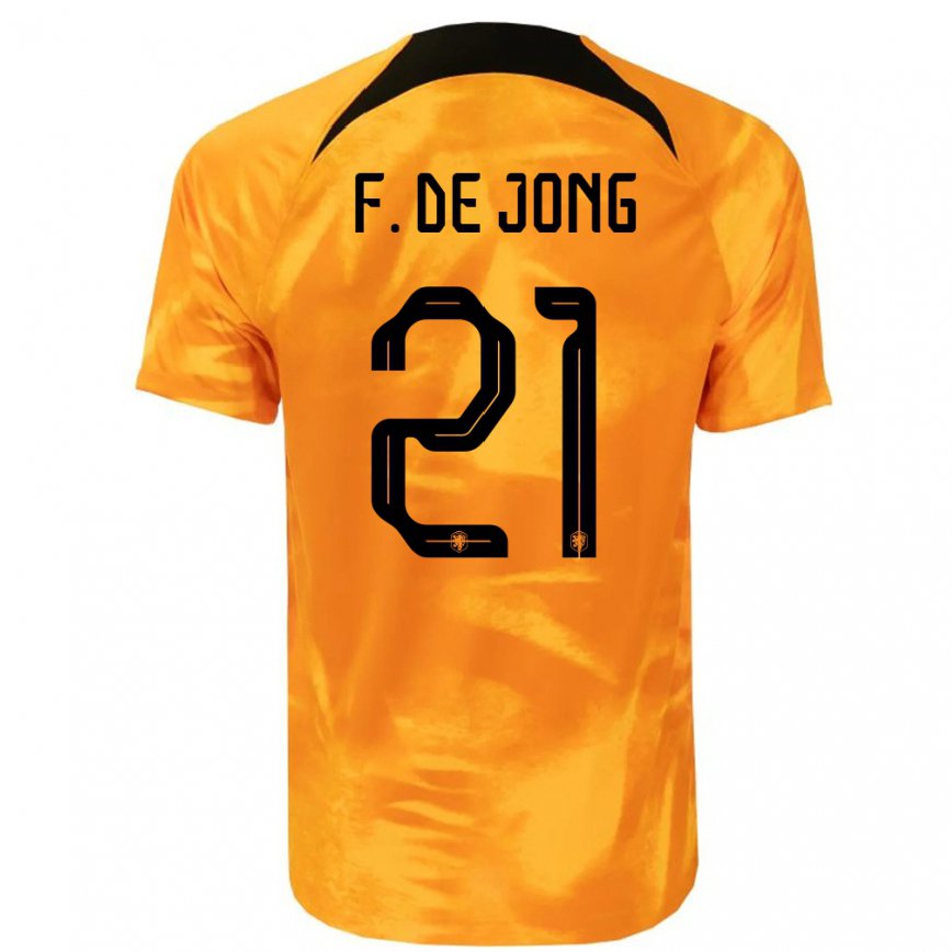 Mujer Camiseta Países Bajos Frenkie De Jong #21 Naranja Láser 1ª Equipación 22-24 México