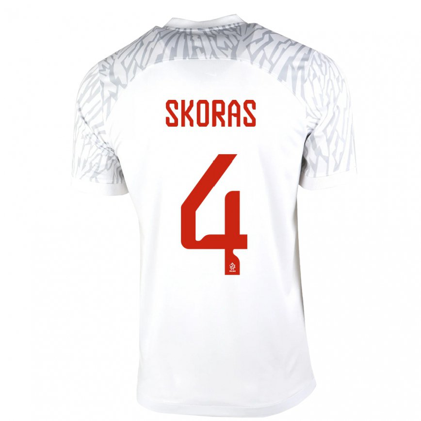 Mujer Camiseta Polonia Michal Skoras #4 Blanco 1ª Equipación 22-24 México