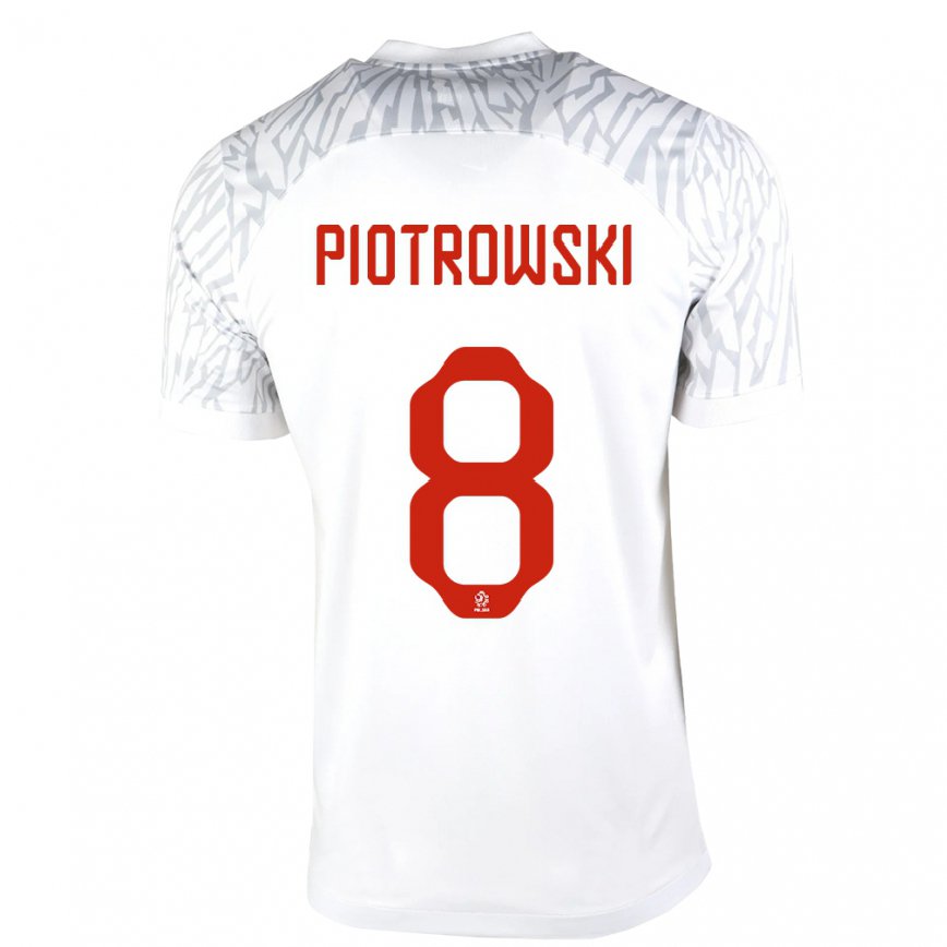 Mujer Camiseta Polonia Jakub Piotrowski #8 Blanco 1ª Equipación 22-24 México