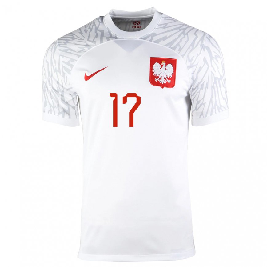 Mujer Camiseta Polonia Jakub Kaminski #17 Blanco 1ª Equipación 22-24 México