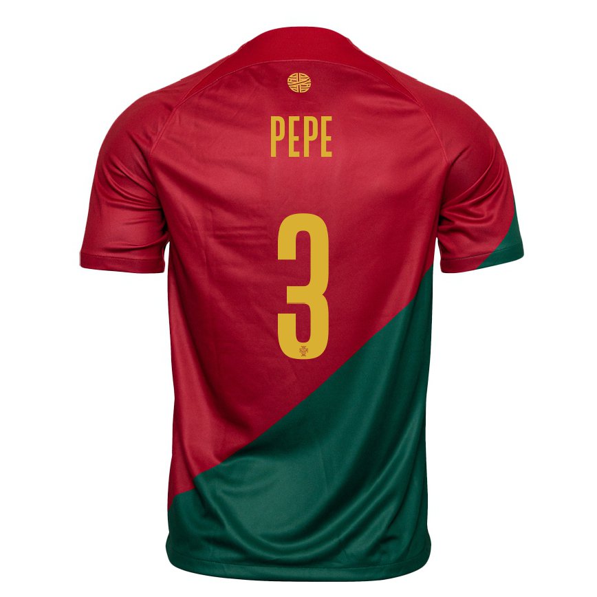 Mujer Camiseta Portugal Pepe #3 Rojo Verde 1ª Equipación 22-24 México