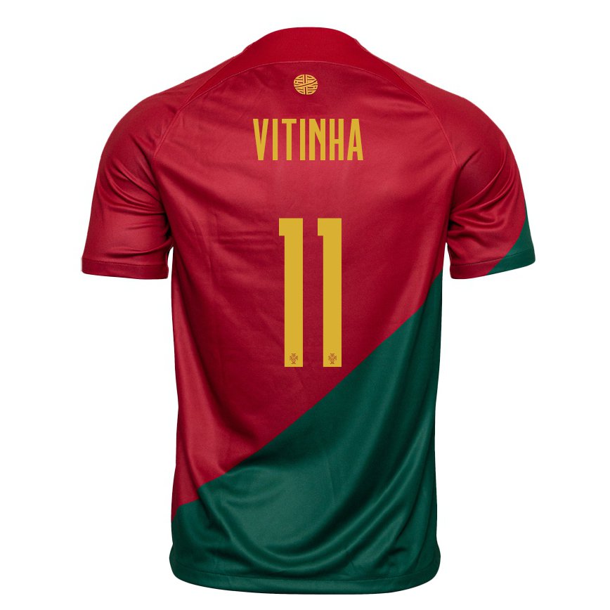 Mujer Camiseta Portugal Vitinha #11 Rojo Verde 1ª Equipación 22-24 México