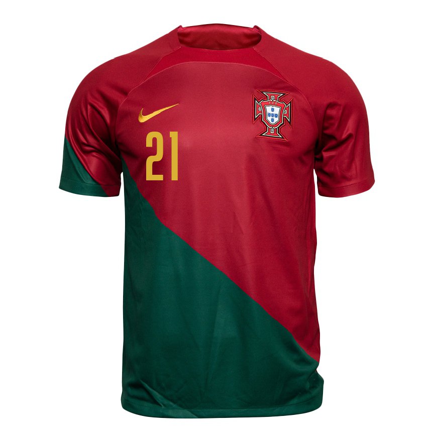 Mujer Camiseta Portugal Ricardo Horta #21 Rojo Verde 1ª Equipación 22-24 México