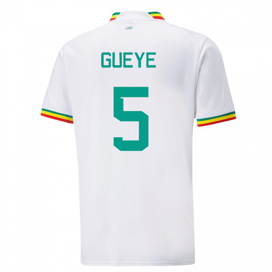 Mujer Camiseta Senegal Idrissa Gueye #5 Blanco 1ª Equipación 22-24 México