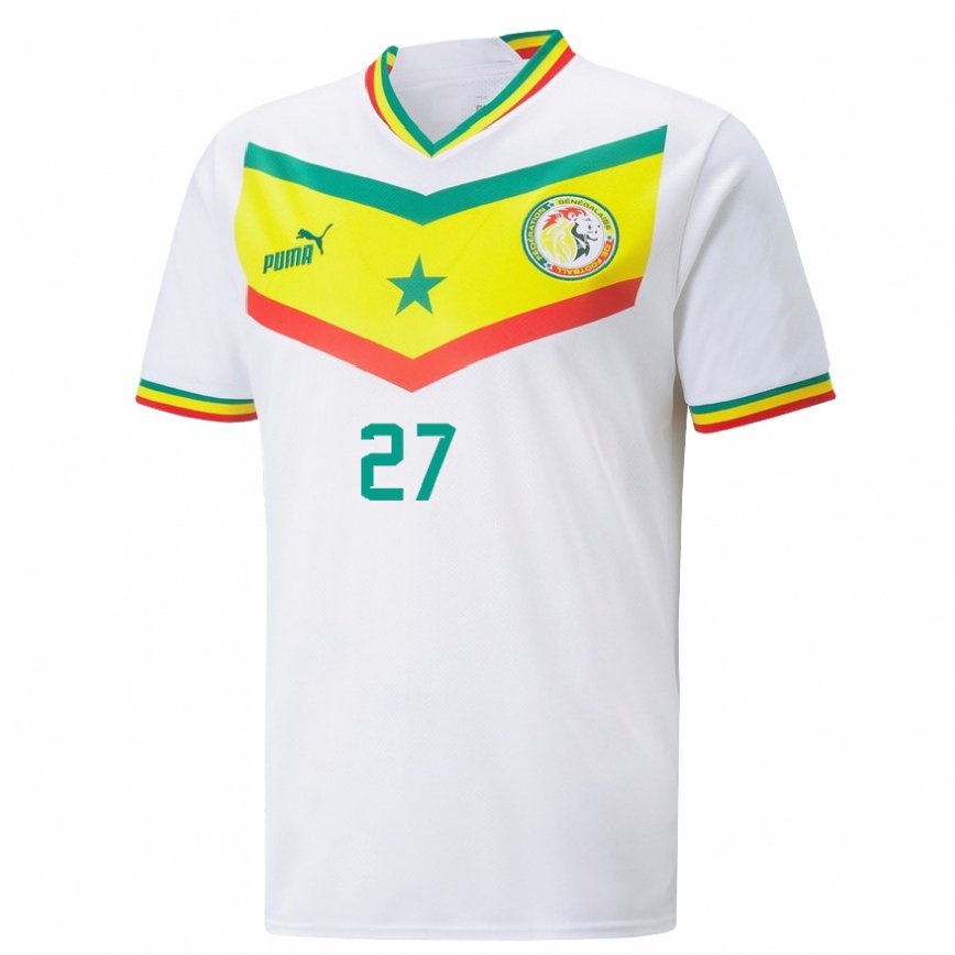 Mujer Camiseta Senegal Nicolas Jackson #27 Blanco 1ª Equipación 22-24 México