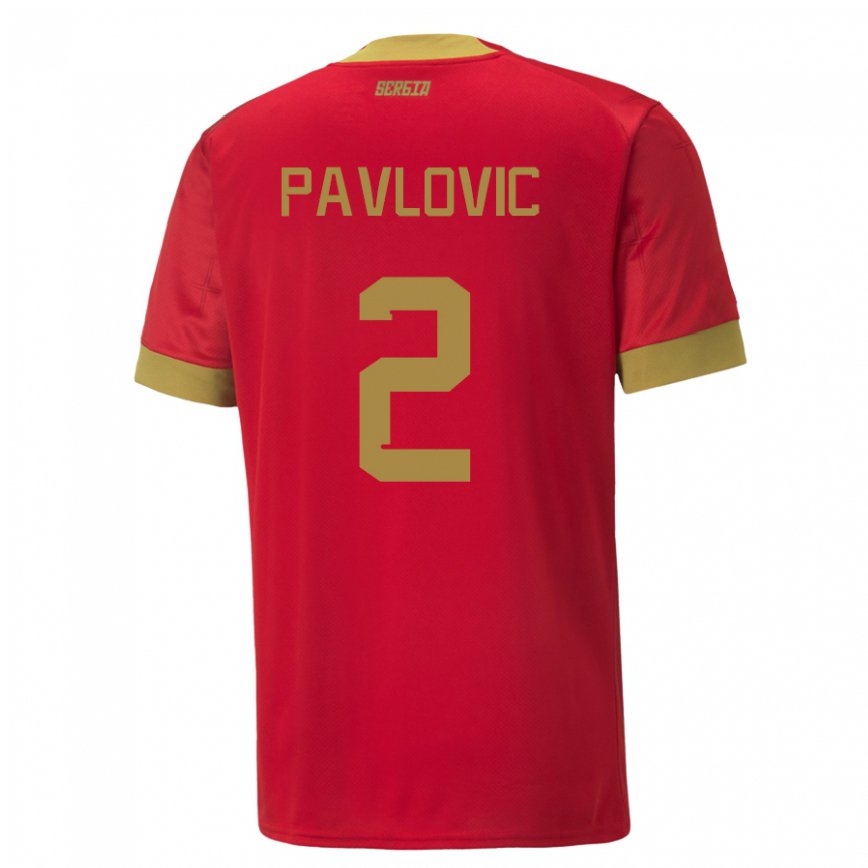 Mujer Camiseta Serbia Strahinja Pavlovic #2 Rojo 1ª Equipación 22-24 México