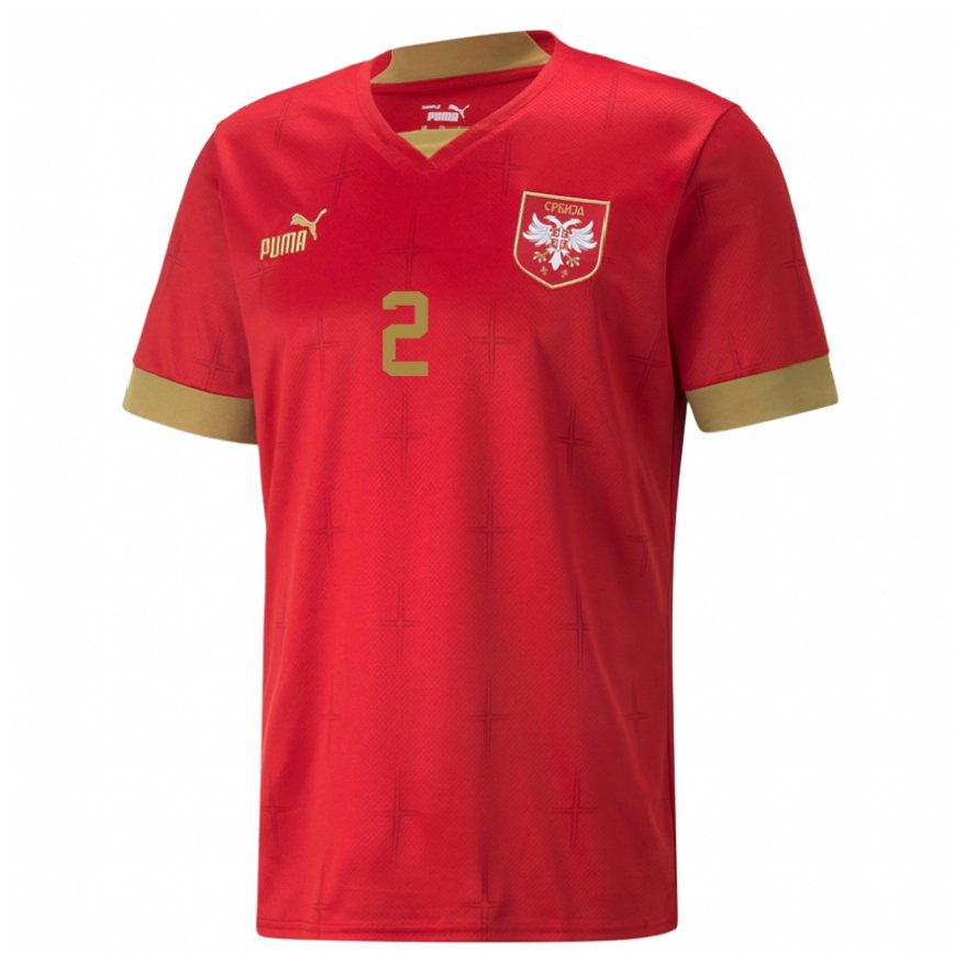 Mujer Camiseta Serbia Strahinja Pavlovic #2 Rojo 1ª Equipación 22-24 México
