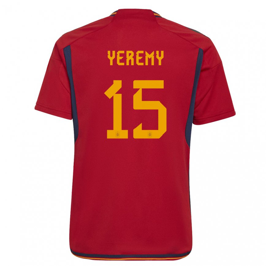 Mujer Camiseta España Yeremy Pino #15 Rojo 1ª Equipación 22-24 México