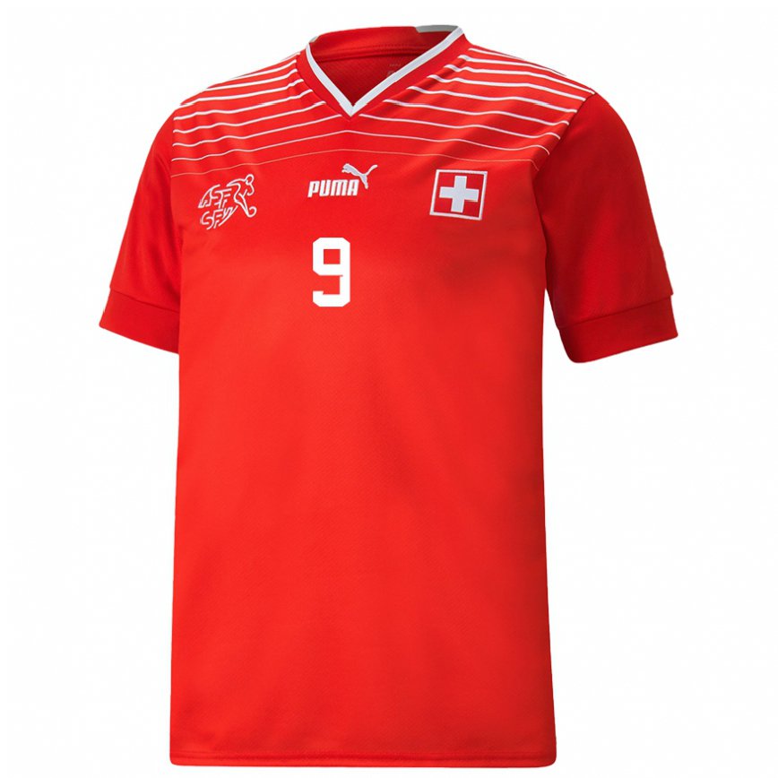 Mujer Camiseta Suiza Haris Seferovic #9 Rojo 1ª Equipación 22-24 México