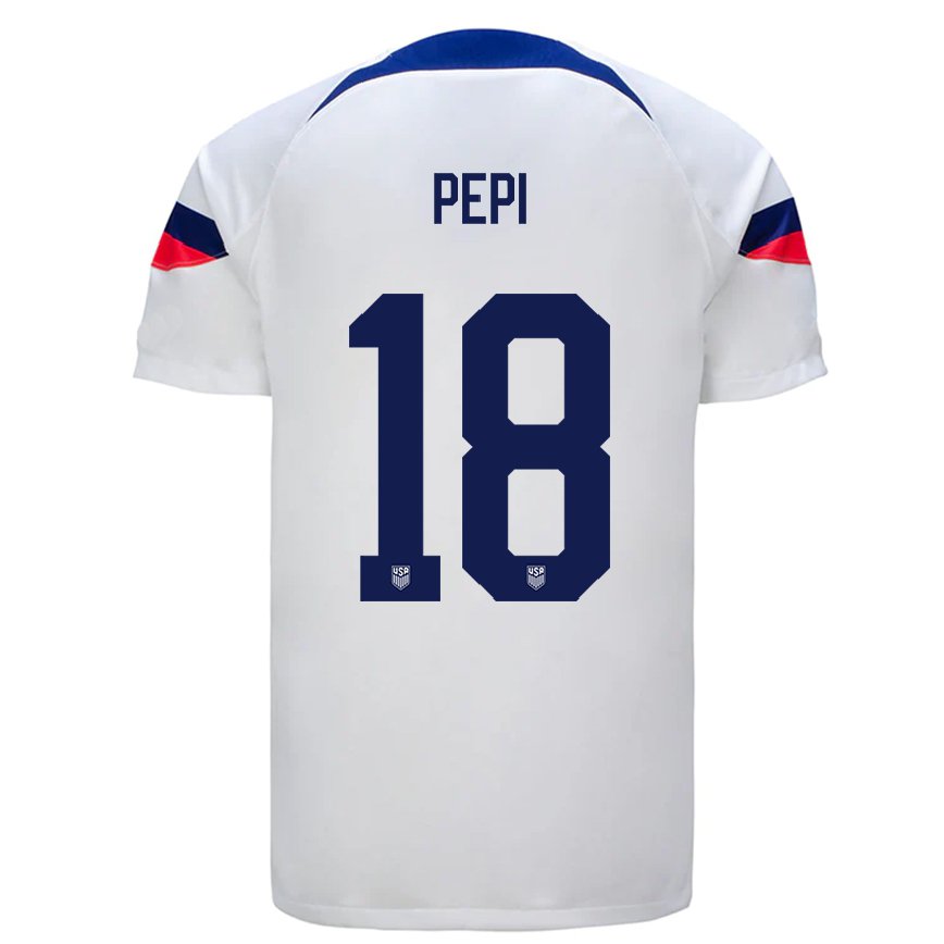 Mujer Camiseta Estados Unidos Ricardo Pepi #18 Blanco 1ª Equipación 22-24 México