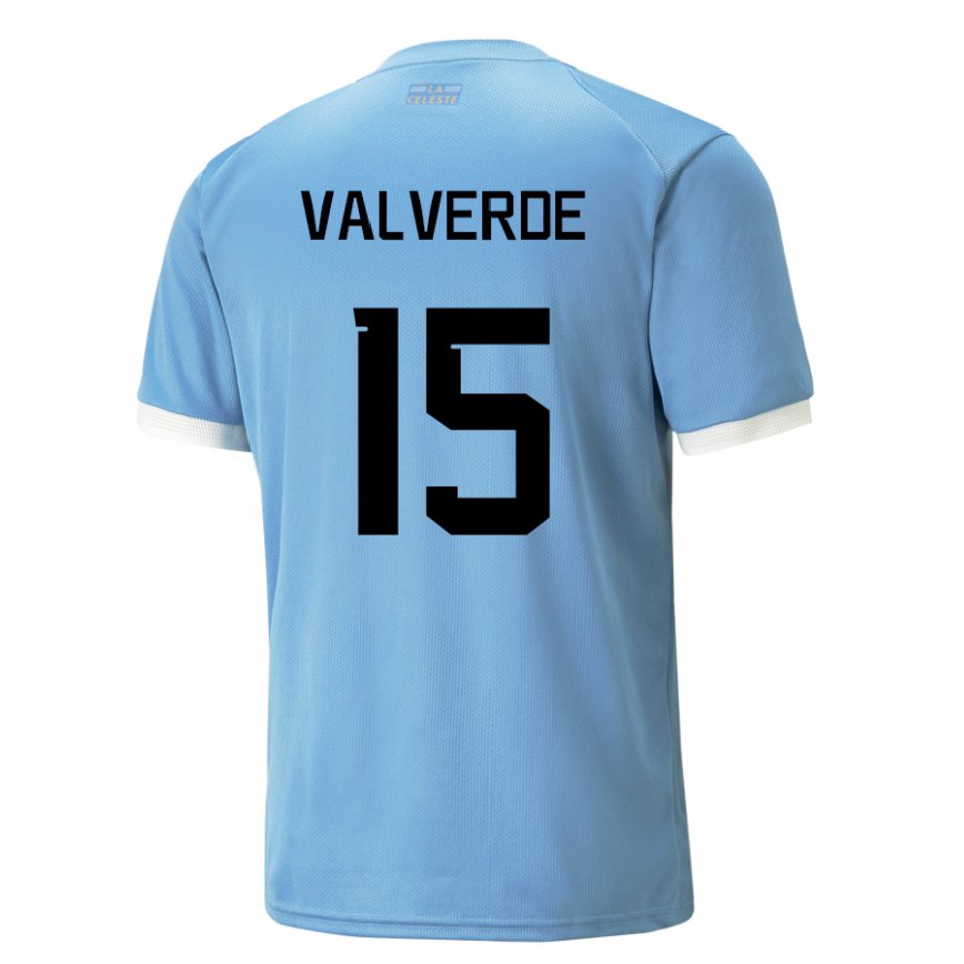 Mujer Camiseta Uruguay Federico Valverde #15 Azul 1ª Equipación 22-24 México
