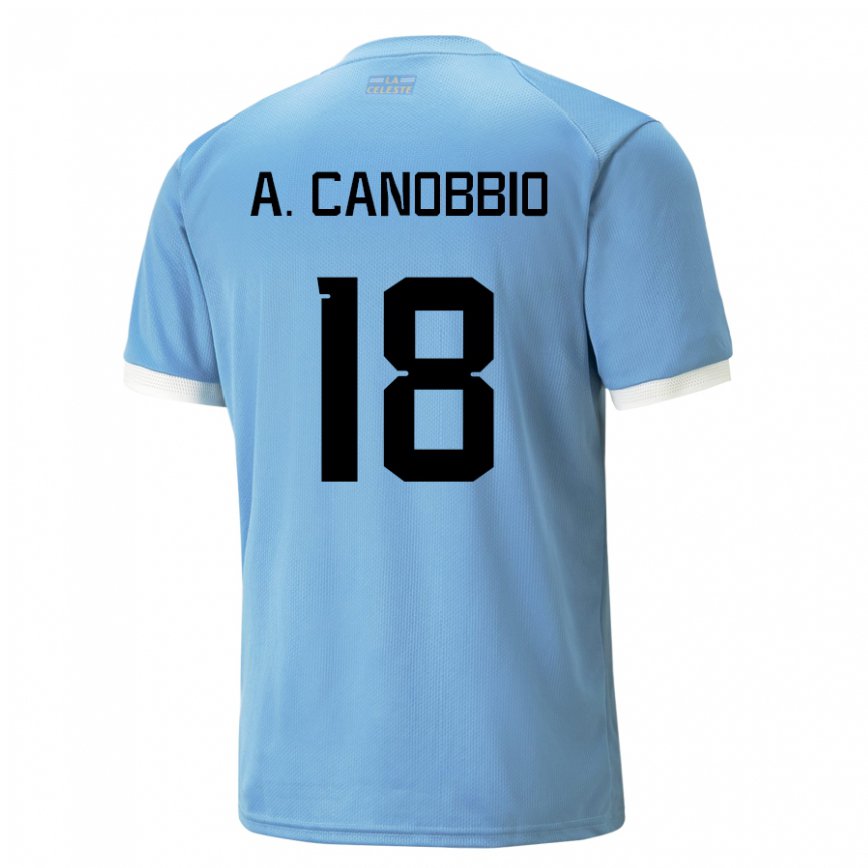 Mujer Camiseta Uruguay Agustin Canobbio #18 Azul 1ª Equipación 22-24 México