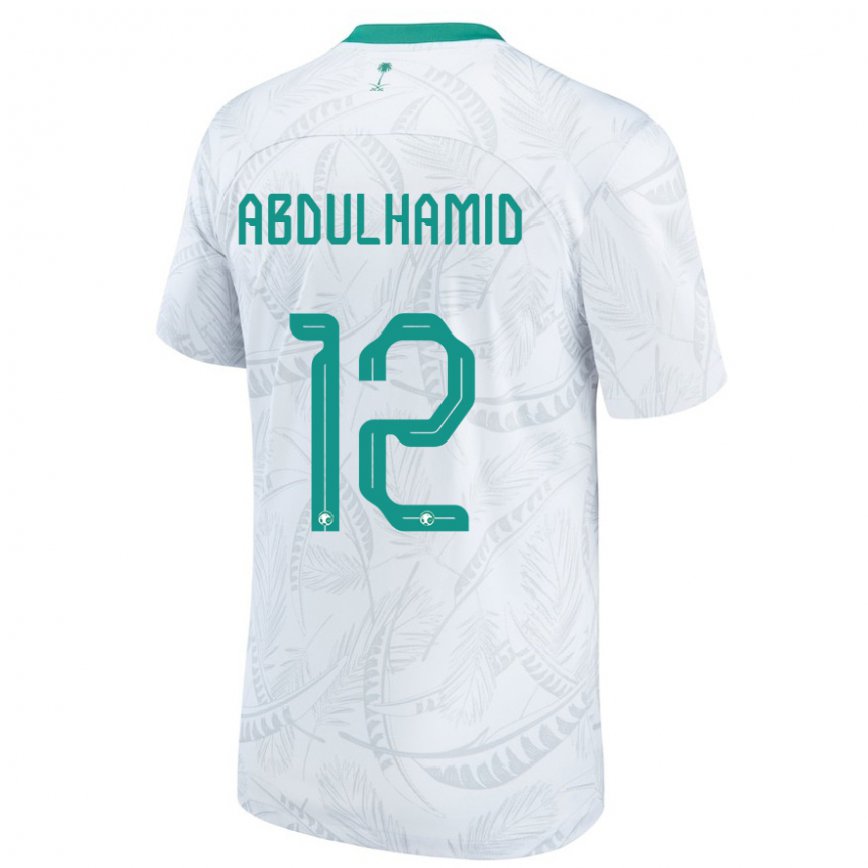 Mujer Camiseta Arabia Saudita Saud Abdulhamid #12 Blanco 1ª Equipación 22-24 México