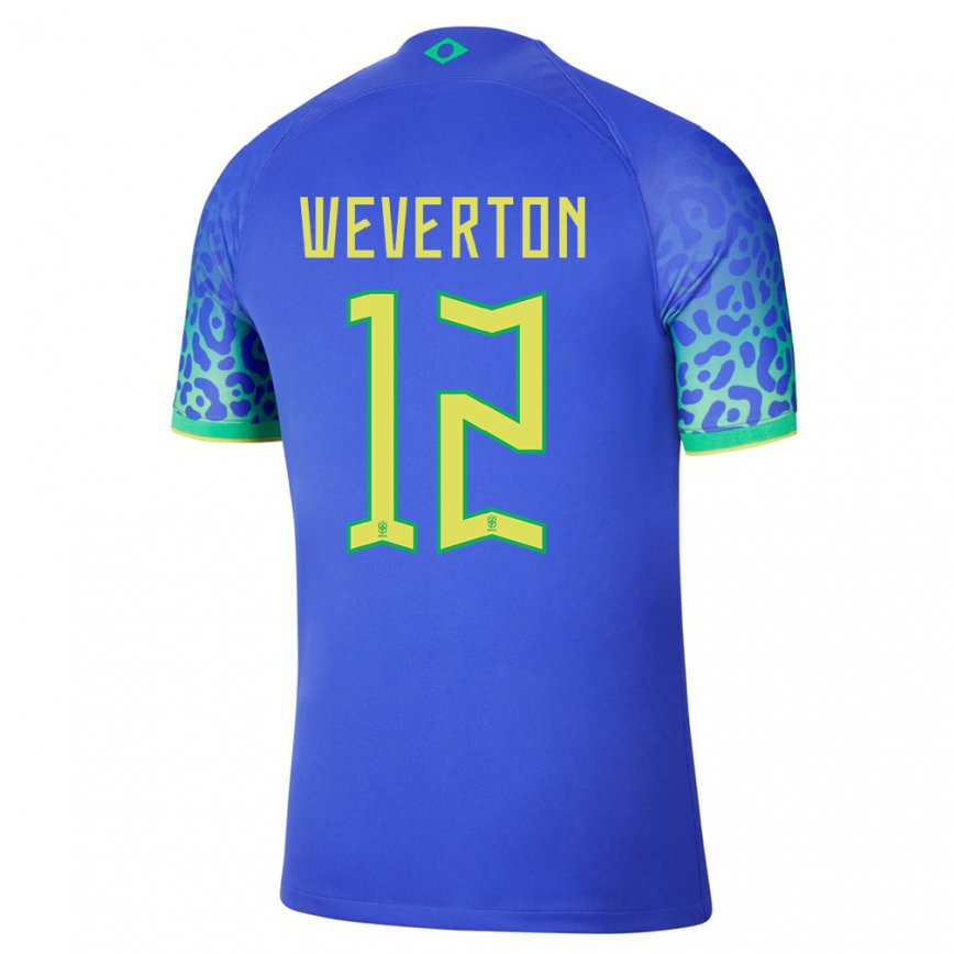Mujer Camiseta Brasil Weverton #12 Azul 2ª Equipación 22-24 México