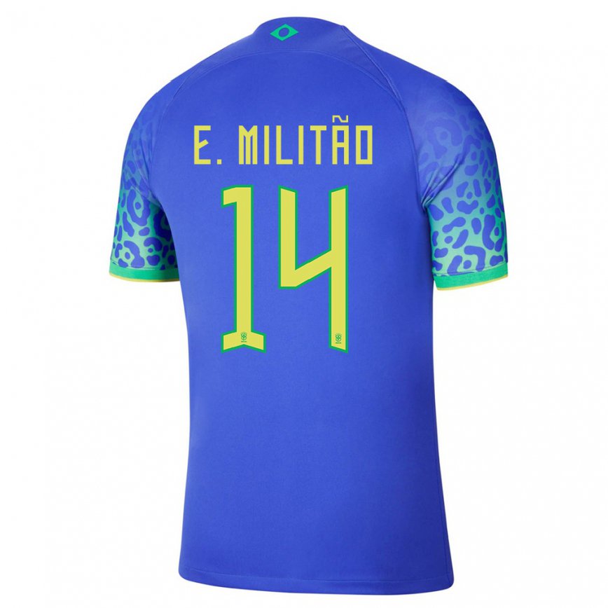 Mujer Camiseta Brasil Eder Militao #14 Azul 2ª Equipación 22-24 México