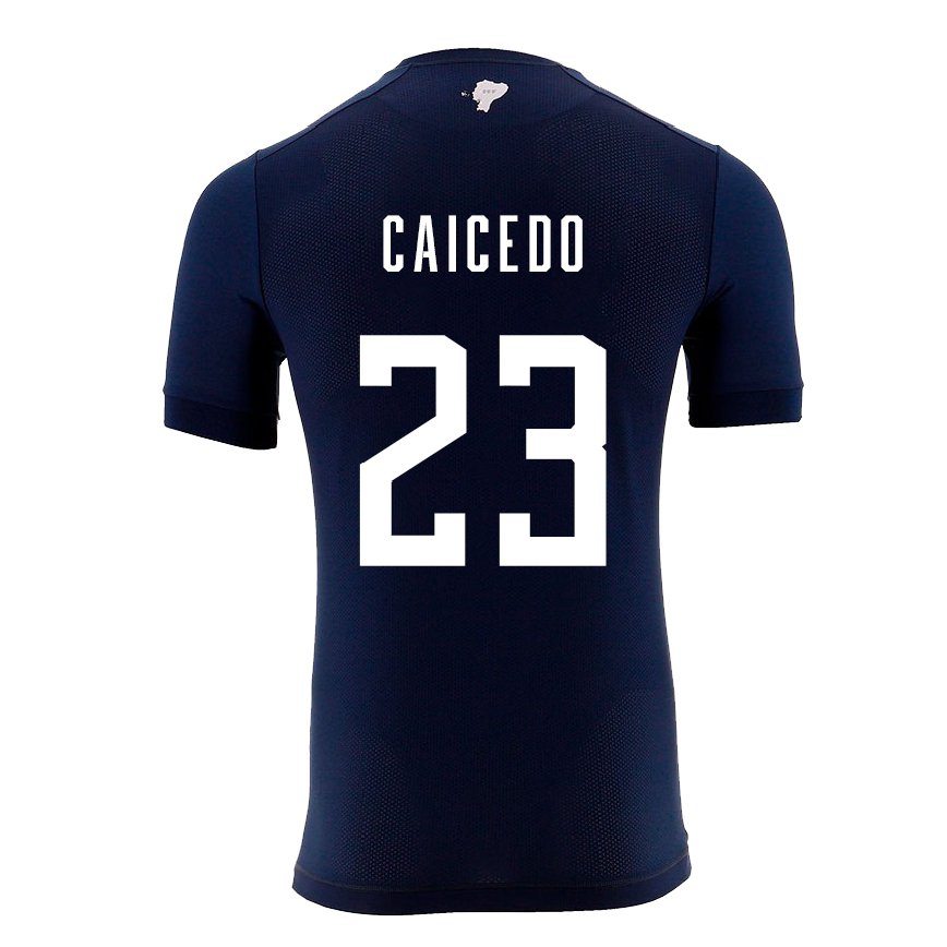 Mujer Camiseta Ecuador Moises Caicedo #23 Azul Marino 2ª Equipación 22-24 México