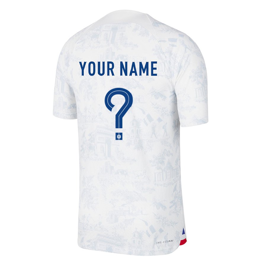 Mujer Camiseta Francia Su Nombre #0 Blanco Azul 2ª Equipación 22-24 México