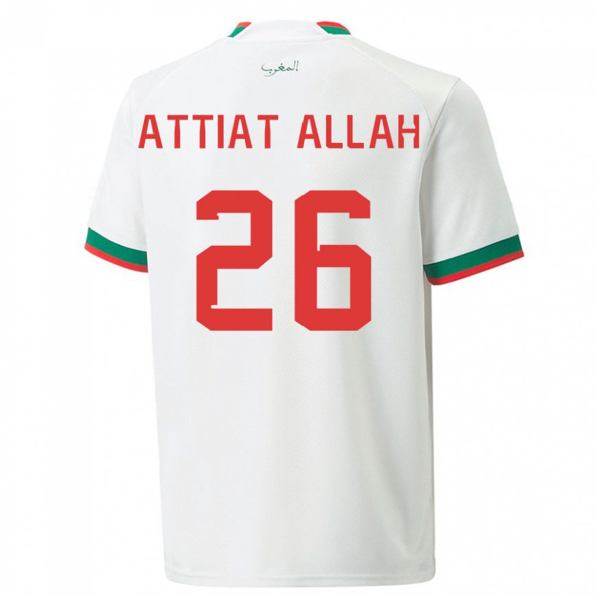 Mujer Camiseta Marruecos Yahia Attiat-allah #26 Blanco 2ª Equipación 22-24 México