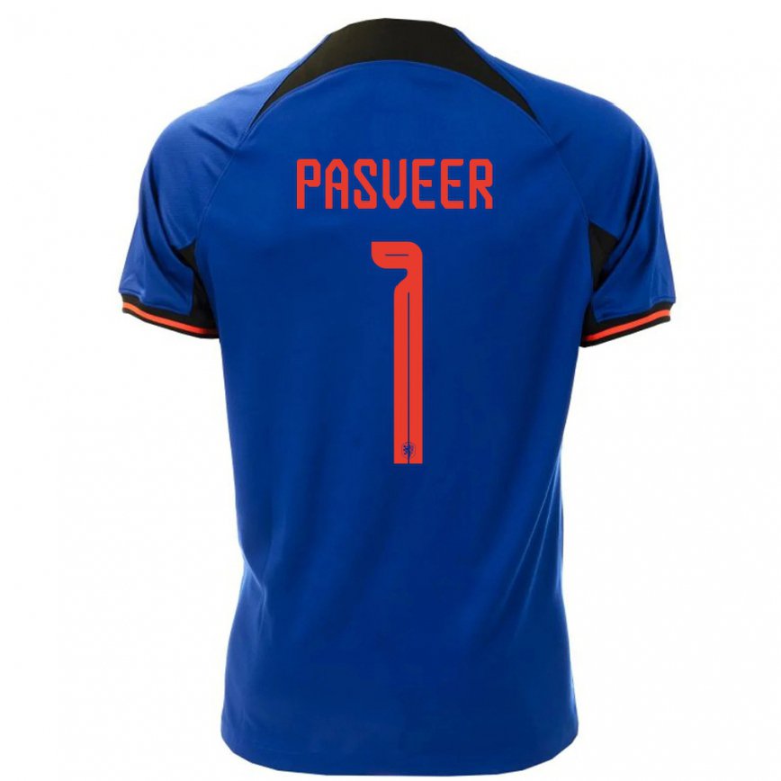Mujer Camiseta Países Bajos Remko Pasveer #1 Azul Real 2ª Equipación 22-24 México
