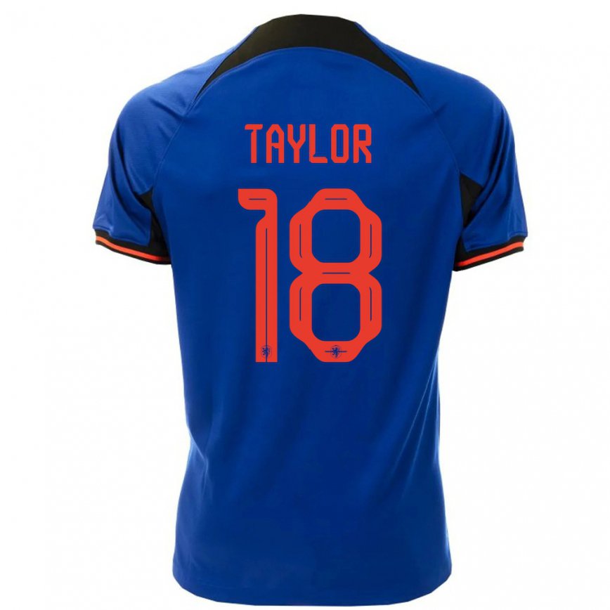 Mujer Camiseta Países Bajos Kenneth Taylor #18 Azul Real 2ª Equipación 22-24 México