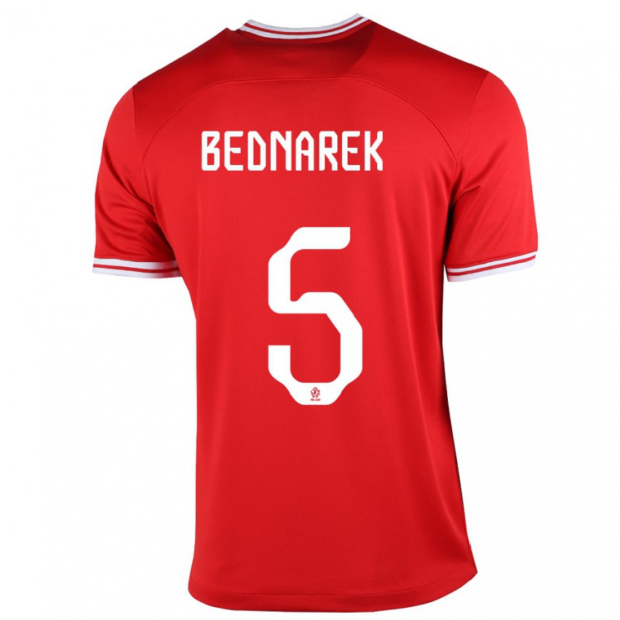 Mujer Camiseta Polonia Jan Bednarek #5 Rojo 2ª Equipación 22-24 México