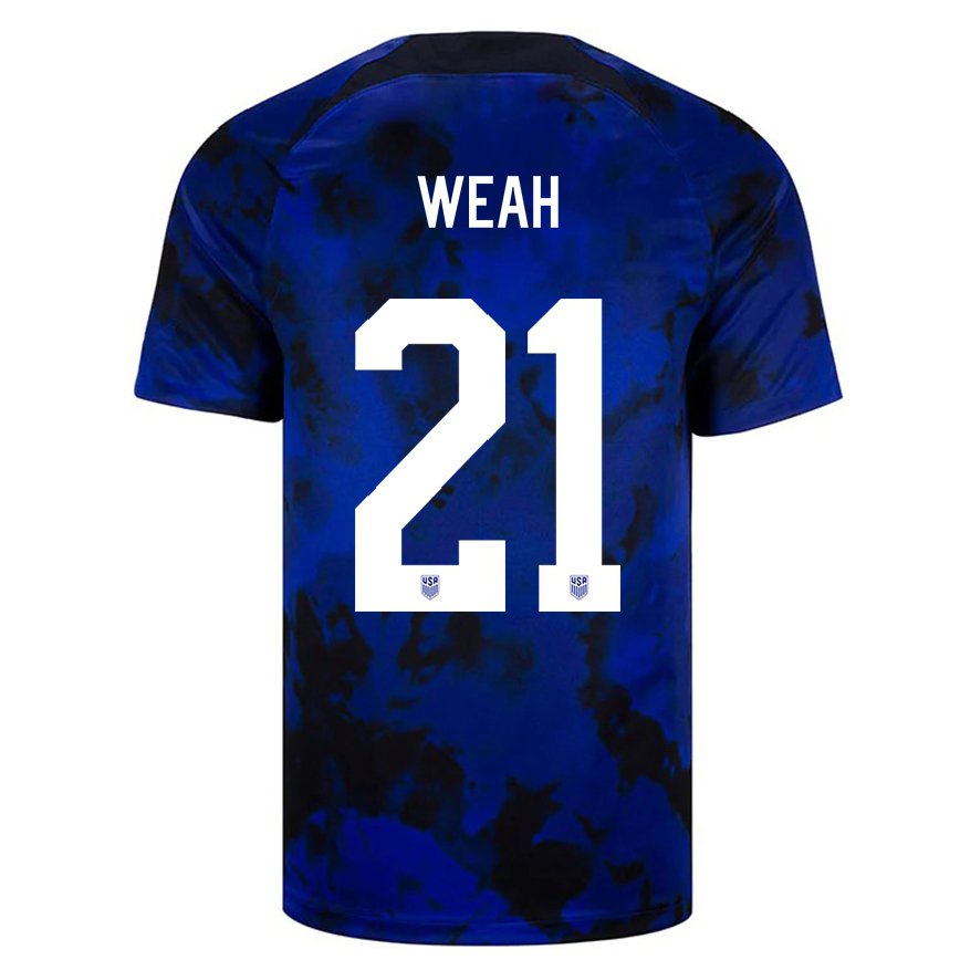 Mujer Camiseta Estados Unidos Timothy Weah #21 Azul Real 2ª Equipación 22-24 México