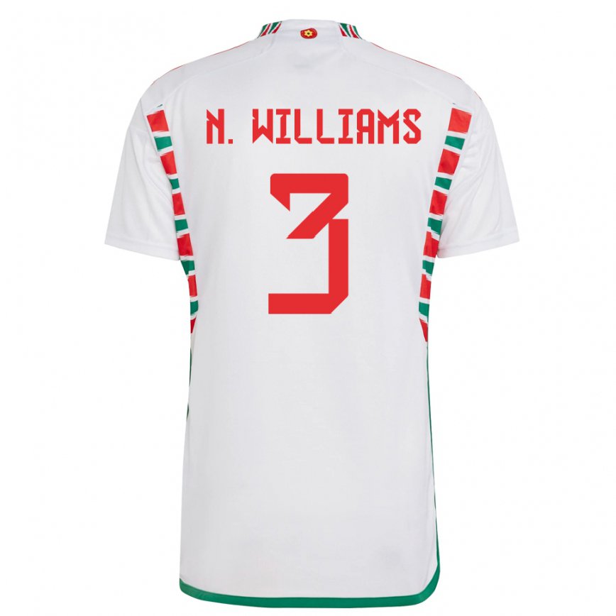 Mujer Camiseta Gales Neco Williams #3 Blanco 2ª Equipación 22-24 México