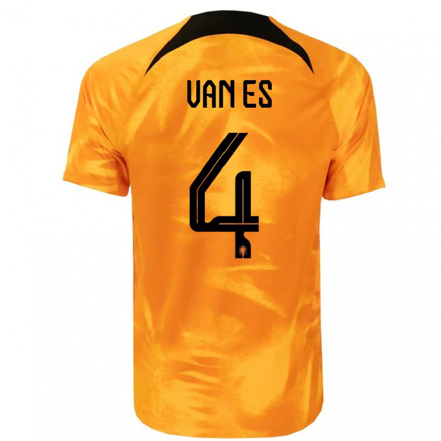 Niño Camiseta Países Bajos Kika Van Es #4 Naranja Láser 1ª Equipación 22-24 México