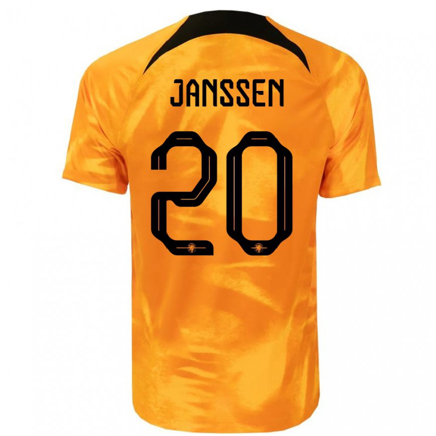 Niño Camiseta Países Bajos Dominique Janssen #20 Naranja Láser 1ª Equipación 22-24 México