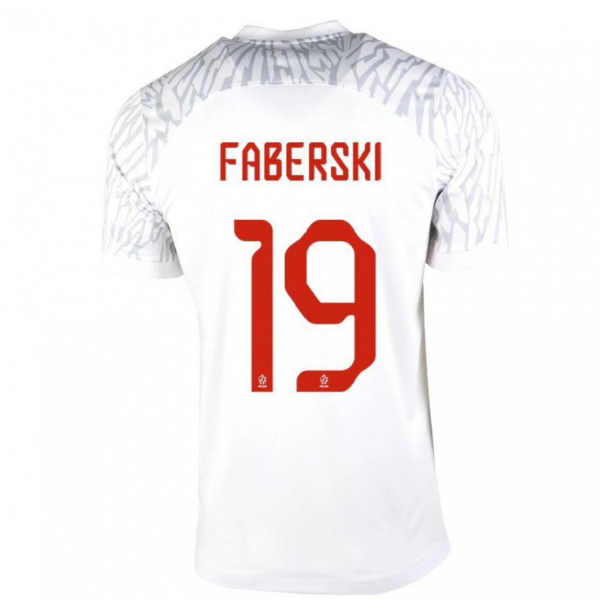 Niño Camiseta Polonia Jan Faberski #19 Blanco 1ª Equipación 22-24 México