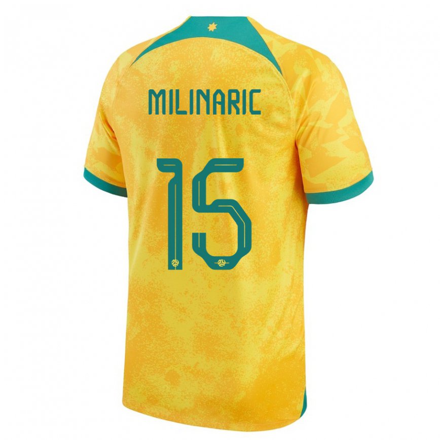 Niño Camiseta Australia Anton Milinaric #15 Dorado 1ª Equipación 22-24 México