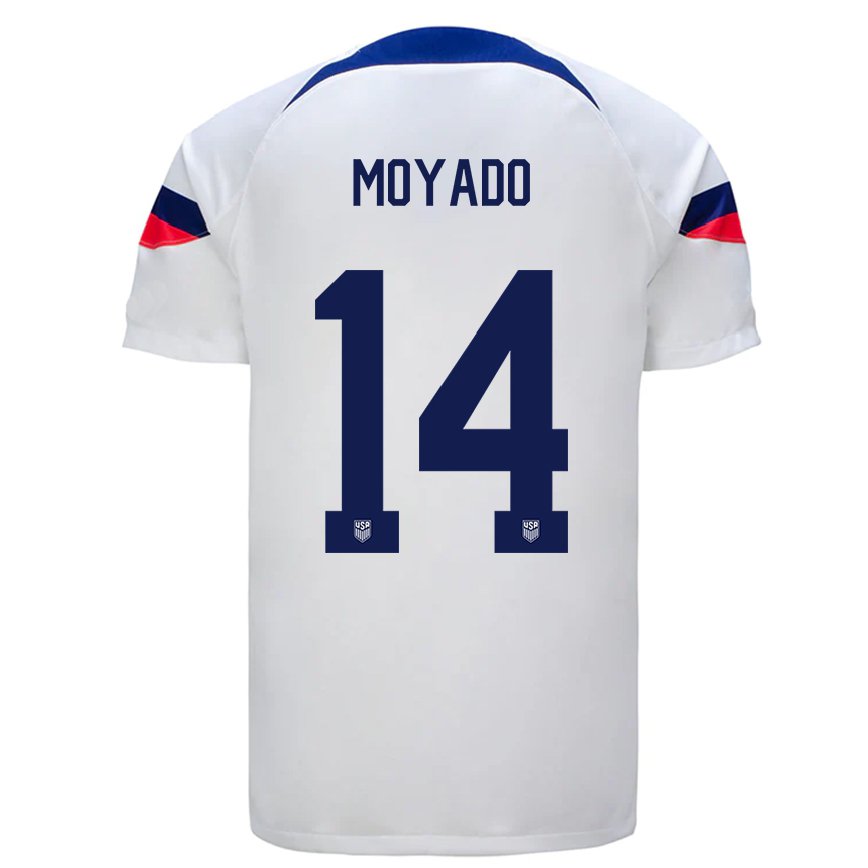 Niño Camiseta Estados Unidos Bryan Moyado #14 Blanco 1ª Equipación 22-24 México