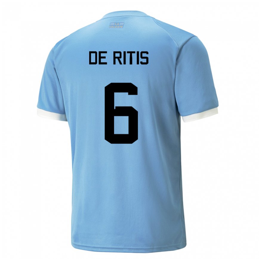 Niño Camiseta Uruguay Mathias De Ritis #6 Azul 1ª Equipación 22-24 México