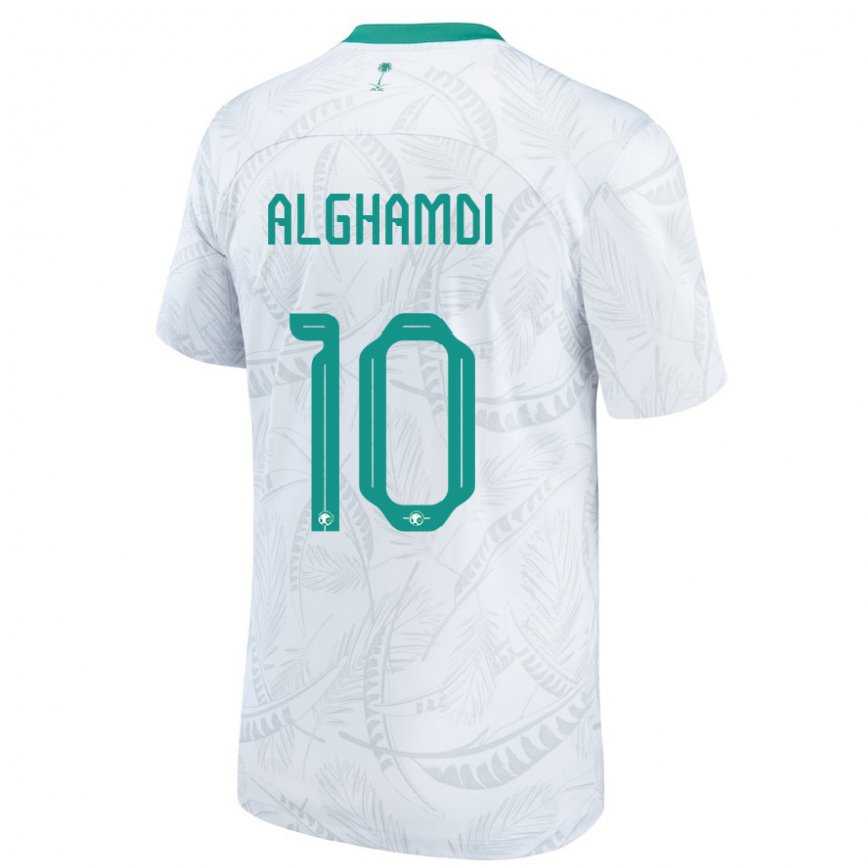 Niño Camiseta Arabia Saudita Ahmad Alghamdi #10 Blanco 1ª Equipación 22-24 México