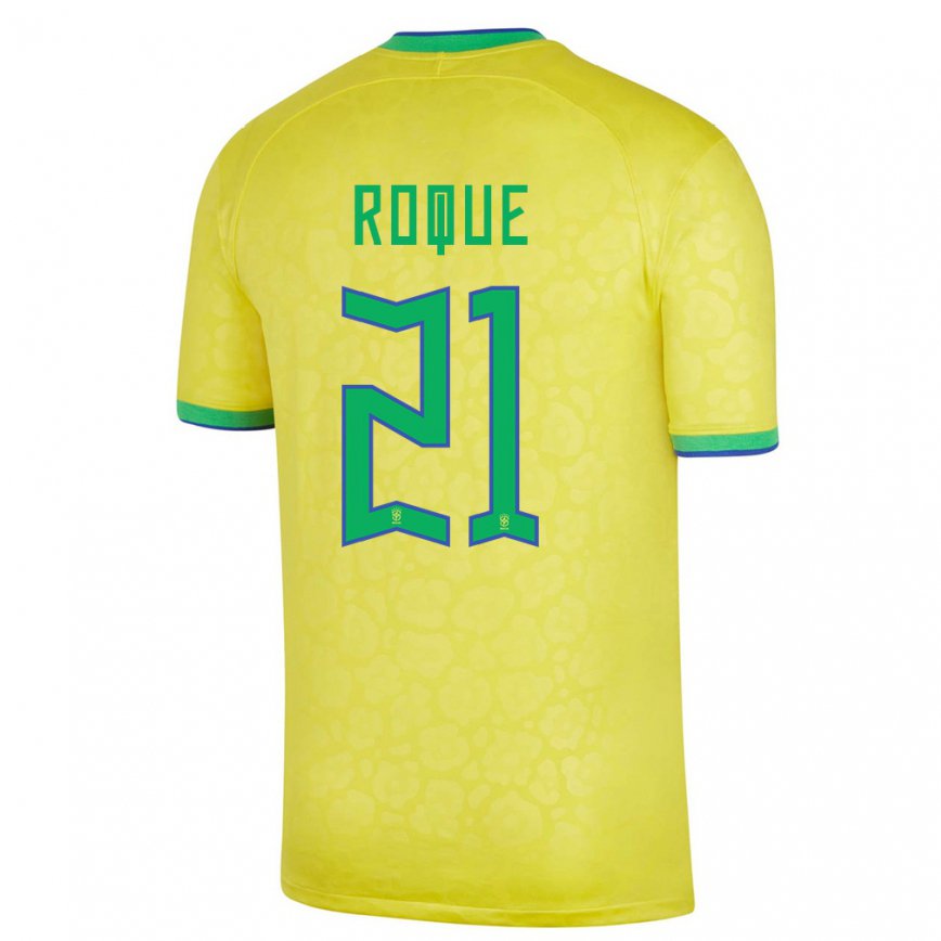 Niño Camiseta Brasil Vitor Roque #21 Amarillo 1ª Equipación 22-24 México