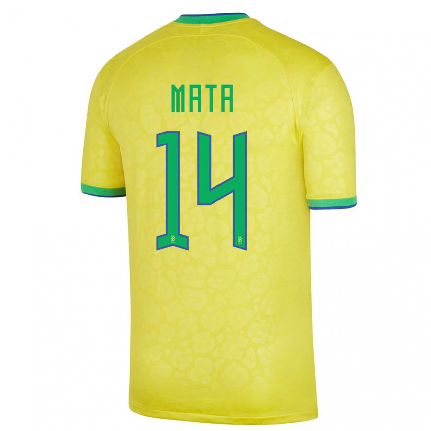 Niño Camiseta Brasil Da Mata #14 Amarillo 1ª Equipación 22-24 México