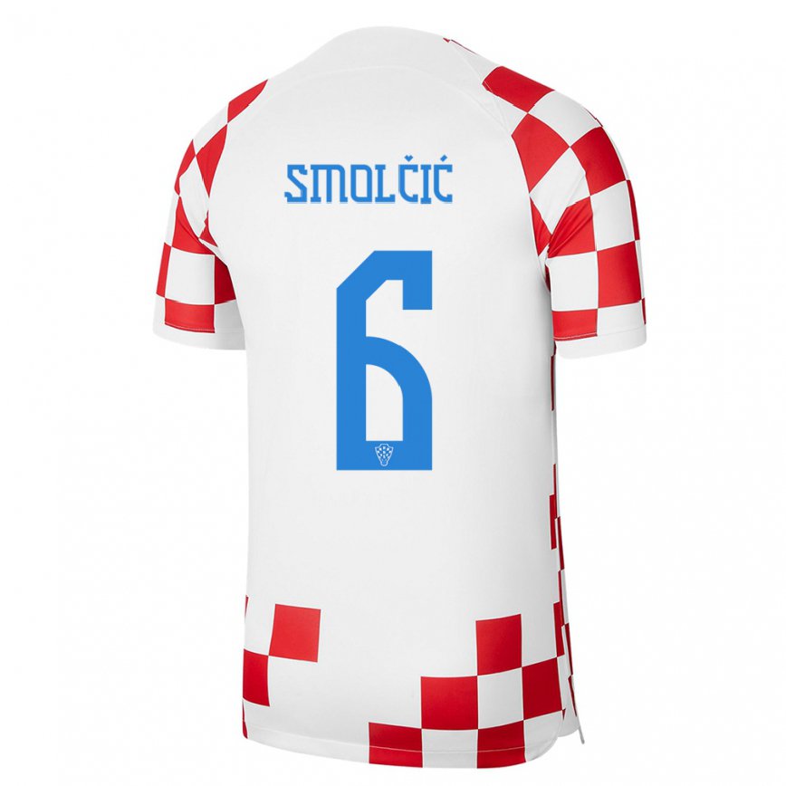 Niño Camiseta Croacia Hrvoje Smolcic #6 Rojo Blanco 1ª Equipación 22-24 México