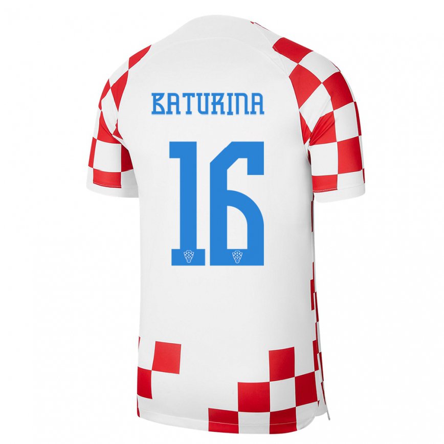 Niño Camiseta Croacia Martin Baturina #16 Rojo Blanco 1ª Equipación 22-24 México