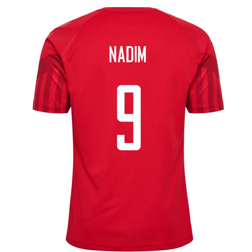 Niño Camiseta Dinamarca Nadia Nadim #9 Rojo 1ª Equipación 22-24 México