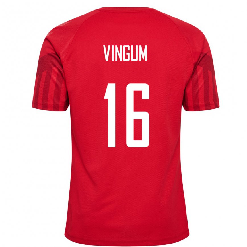 Niño Camiseta Dinamarca Alberte Vingum #16 Rojo 1ª Equipación 22-24 México