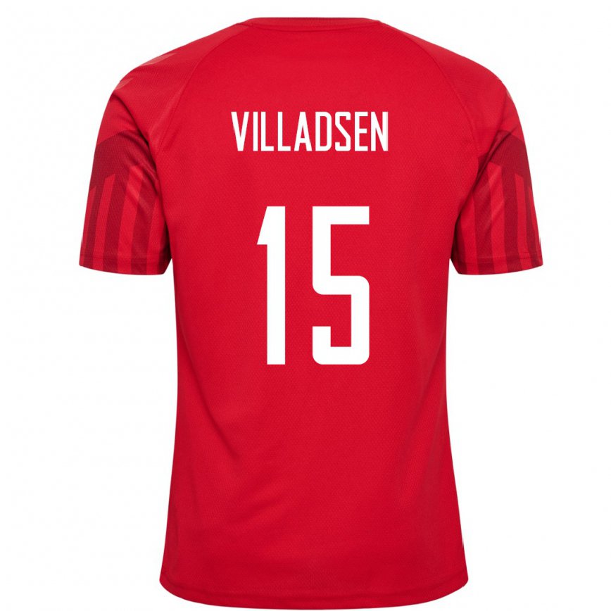 Niño Camiseta Dinamarca Oliver Villadsen #15 Rojo 1ª Equipación 22-24 México