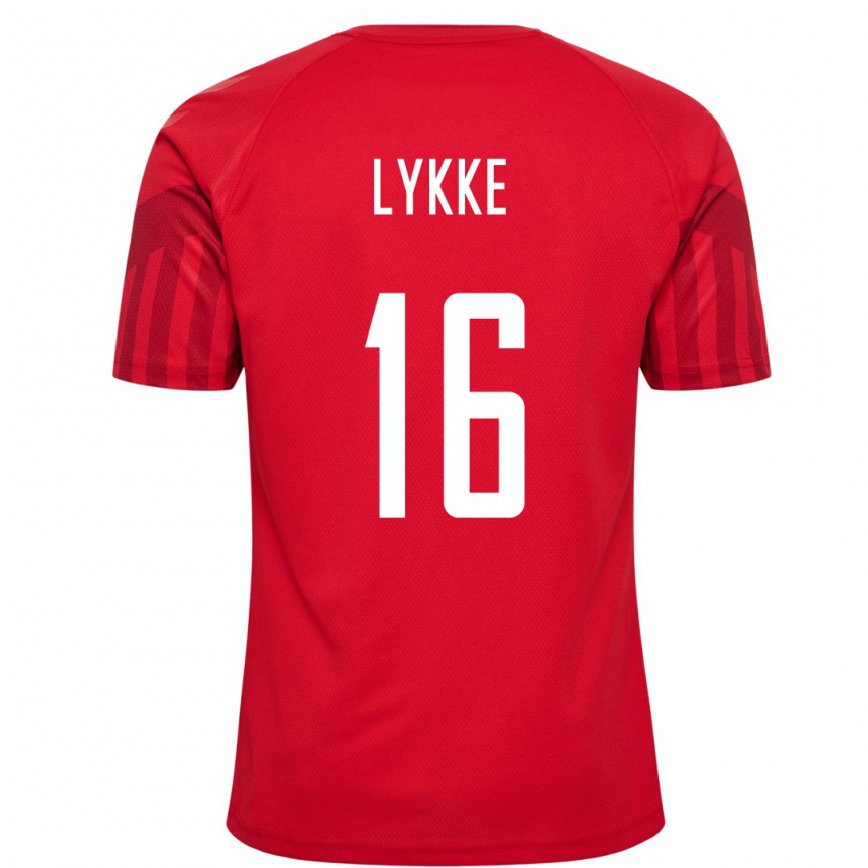 Niño Camiseta Dinamarca William Lykke #16 Rojo 1ª Equipación 22-24 México